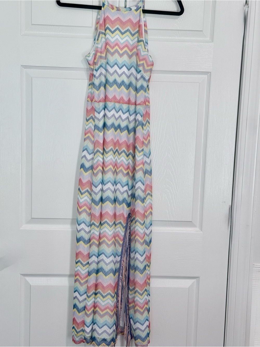 Girls Pastel Chevron Halter Maxi Dress - Multicolor